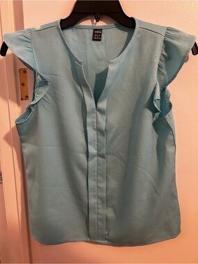 SHEIN Light Aqua Cap Sleeve Blouse